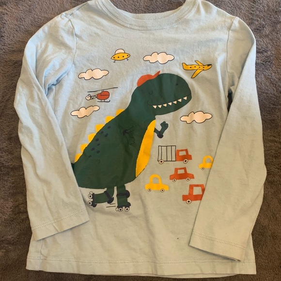 Carter's Blue and Green Long Sleeve Tee with Dinosaur Design - Picture 1 of 3